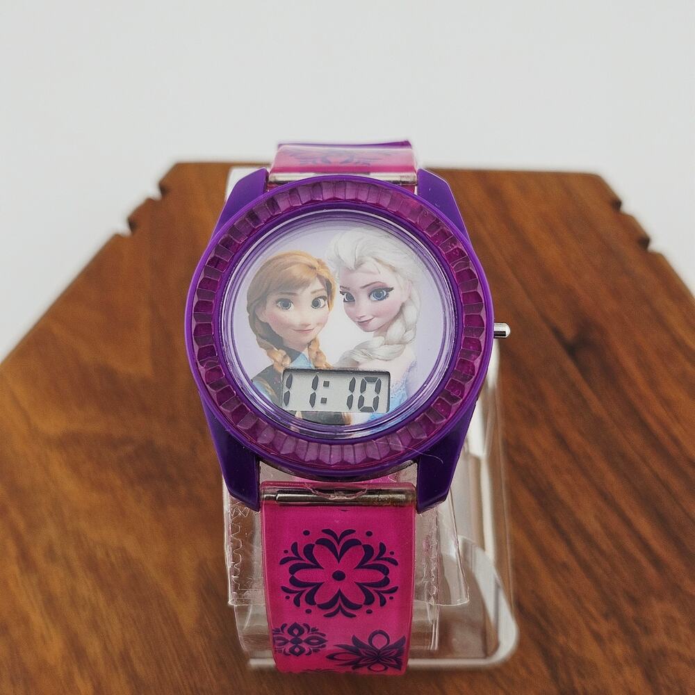 Disney Kids Frozen Digital Watch Purple Pink Ana Elsa Princess Snowflake Band
